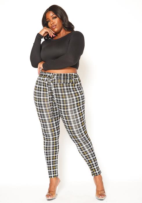 fitted plaid pants