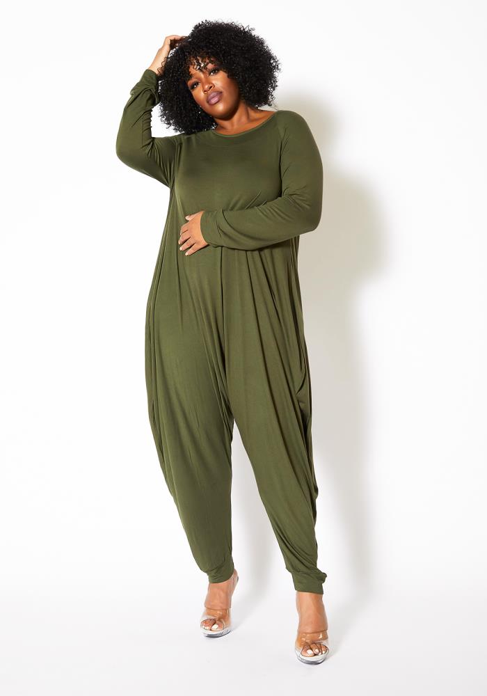 long sleeve harem jumpsuit