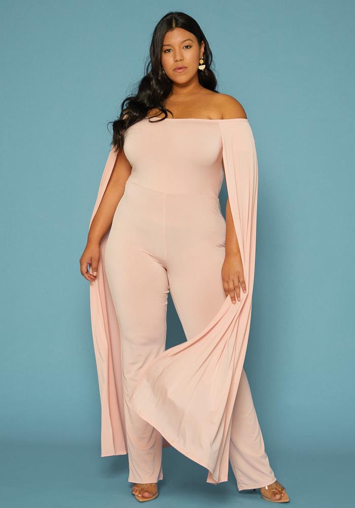 cape sleeve jumpsuit plus size