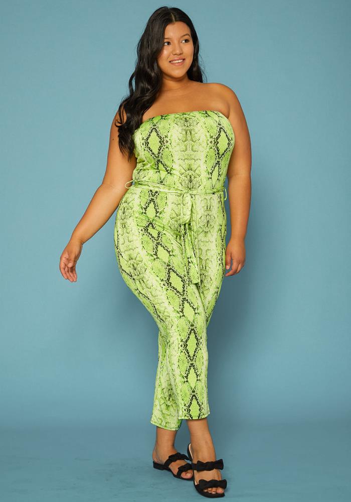 plus size snake print jumpsuit