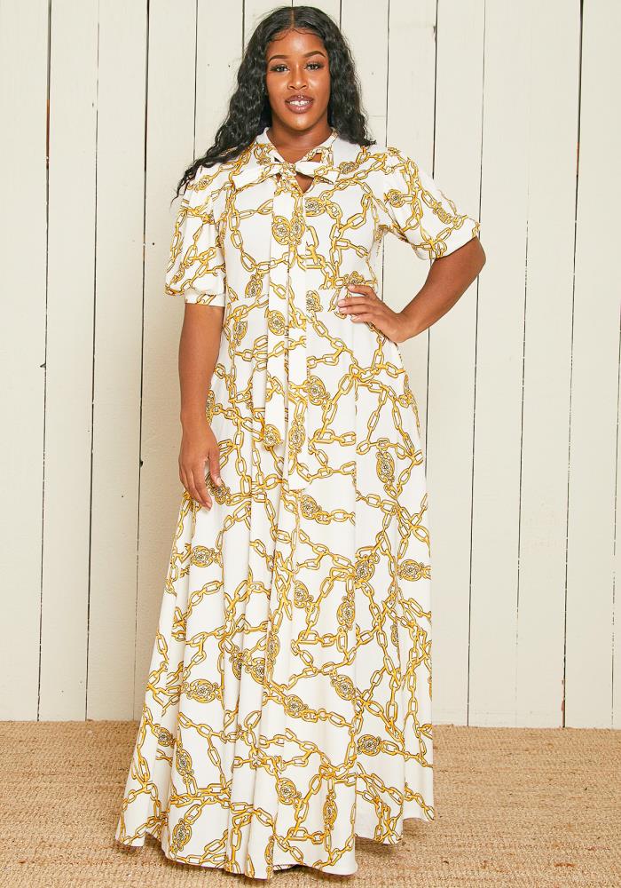 plus chain print maxi dress